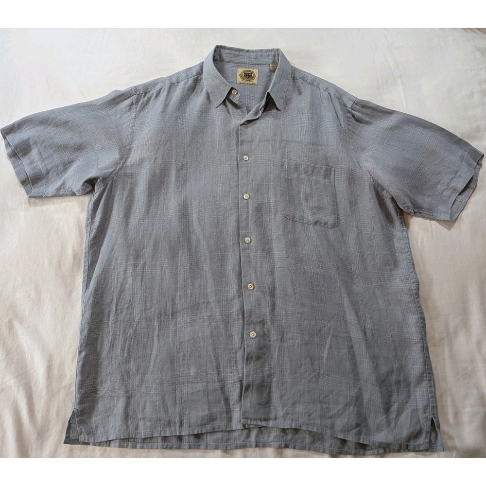 Pusser's West Indies‎ 100% Linen Shirt Men's XL Gray Short Sleeve Resort Coastal